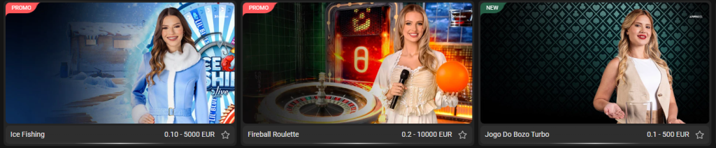 Mesas com Dealers e Game Shows